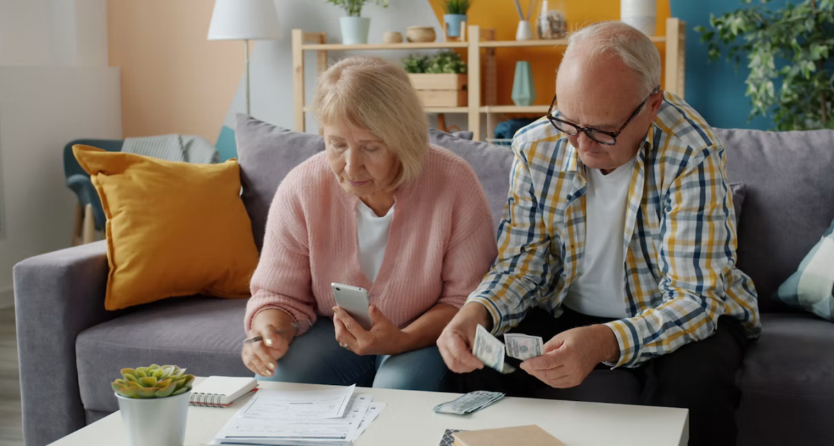 Retired couple handling finances